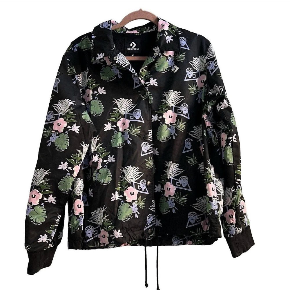 Converse Women's Black Floral Windbreaker